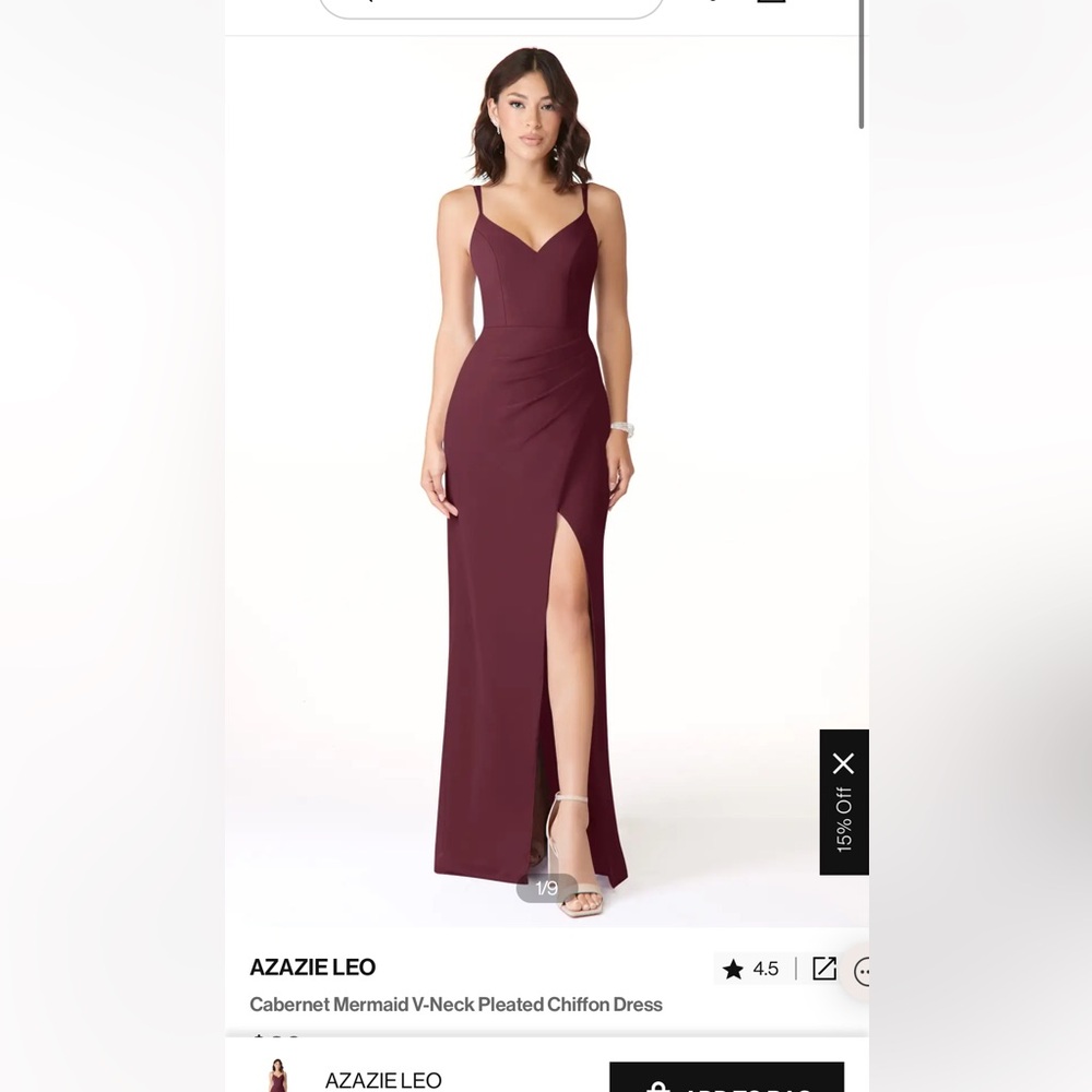 Cabernet Mermaid V-Neck Pleated Chiffon Dress